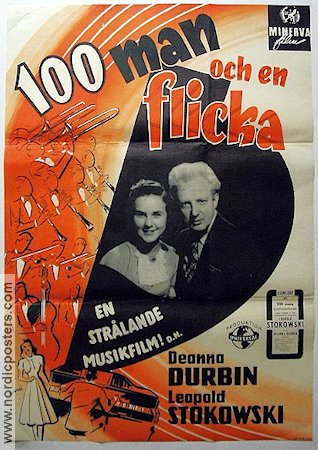 Onehundred Men and a Girl 1937 movie poster Deanna Durbin Leopold Stokowski