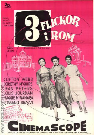 3 flickor i Rom 1954 poster Clifton Webb Dorothy McGuire Jean Peters Jean Negulesco