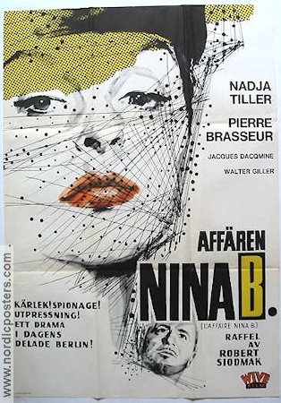 L´affaire Nina B 1961 movie poster Nadja Tiller Pierre Brasseur