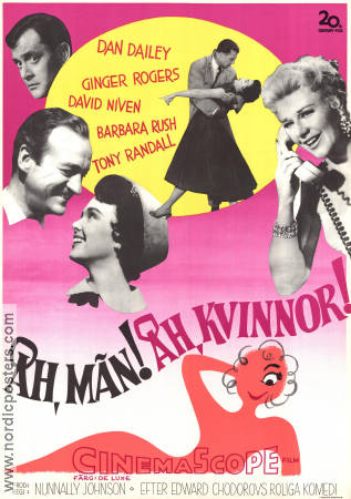 Oh Men Oh Women! 1957 movie poster Dan Dailey Ginger Rogers David Niven Nunnally Johnson