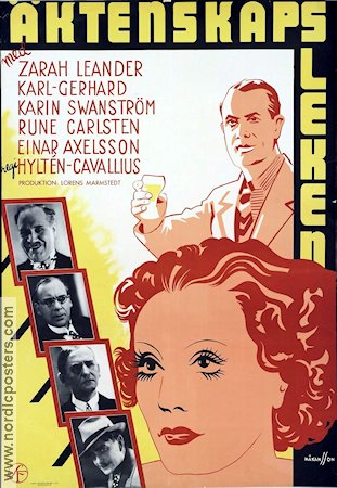 Äktenskapsleken 1935 movie poster Zarah Leander Karl Gerhard Karin Swanström Ragnar Hyltén-Cavallius
