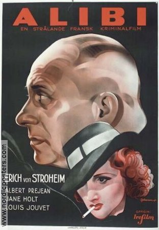 L´alibi 1937 movie poster Erich von Stroheim Albert Préjean Jany Holt Pierre Chenal