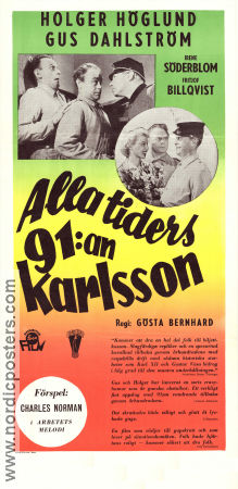 Alla tiders 91:an Karlsson 1953 movie poster Holger Höglund Gus Dahlström Irene Söderblom Gösta Bernhard From comics