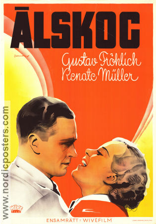Liebesleute 1935 movie poster Renate Müller Gustav Fröhlich Heinrich Schroth Erich Waschneck Eric Rohman art