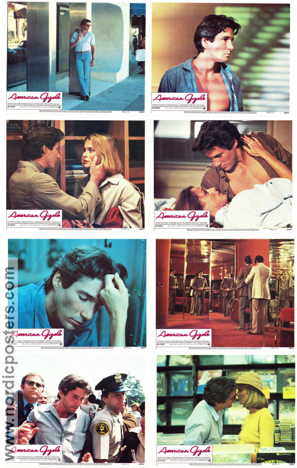 American Gigolo 1980 lobby card set Richard Gere Lauren Hutton Hector Elizondo Paul Schrader Romance