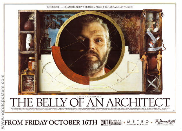 The Belly of an Architect 1987 movie poster Brian Dennehy Chloe Webb Lambert Wilson Peter Greenaway