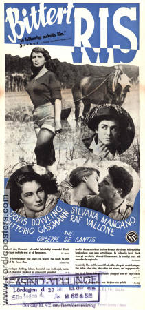 Riso Amaro 1949 movie poster Silvana Mangano Vittorio Gassman Doris Dowling Giuseppe De Santis
