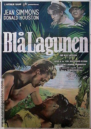 The Blue Lagoon 1949 movie poster Jean Simmons Beach