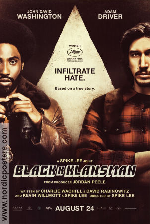 BlacKkKlansman 2018 movie poster John David Washington Adam Driver Laura Harrier Spike Lee