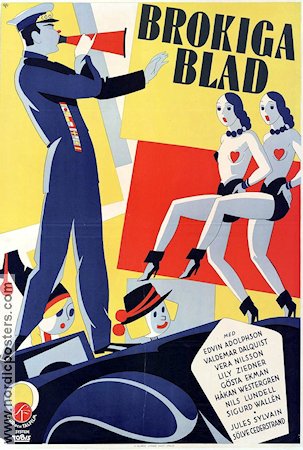 Brokiga blad 1931 movie poster Edvin Adolphson Gösta Ekman Art Deco