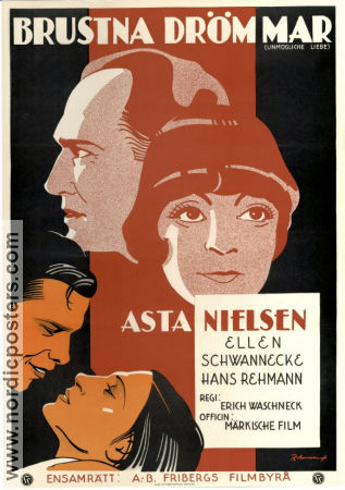 Unmögliche Liebe 1932 movie poster Asta Nielsen Ery Bos Erich Waschneck