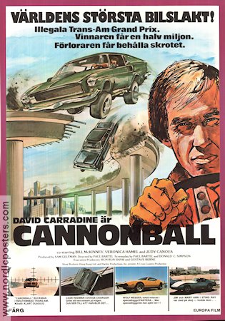 Cannonball 1976 movie poster David Carradine Veronica Hamel Paul Bartel Cars and racing