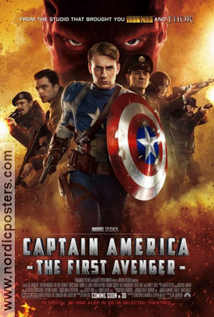 Captain America The First Avenger 2011 movie poster Chris Evans Hugo Weaving Tommy Lee Jones Joe Johnston Find more: Marvel