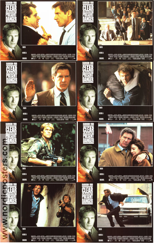 Clear and Present Danger 1994 lobby card set Harrison Ford Willem Dafoe Anne Archer Phillip Noyce