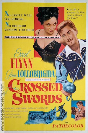Crossed Swords 1953 movie poster Errol Flynn Gina Lollobrigida