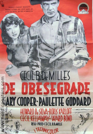 The Unconquered 1947 movie poster Gary Cooper Paulette Goddard Boris Karloff Cecil B DeMille