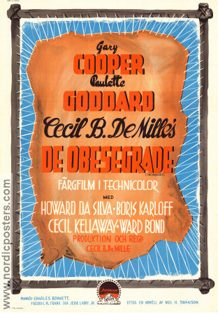 Unconquered 1947 movie poster Gary Cooper Paulette Goddard Howard Da Silva Cecil B DeMille