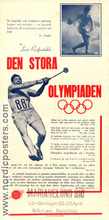 Olympia Fest der Völker 1938 movie poster Leni Riefenstahl Olympic Sports