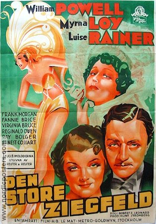 The Great Ziegfeld 1936 movie poster William Powell Myrna Loy Luise Rainer Musicals