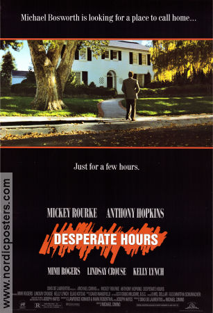 Desperate Hours 1990 movie poster Mickey Rourke Anthony Hopkins Michael Cimino