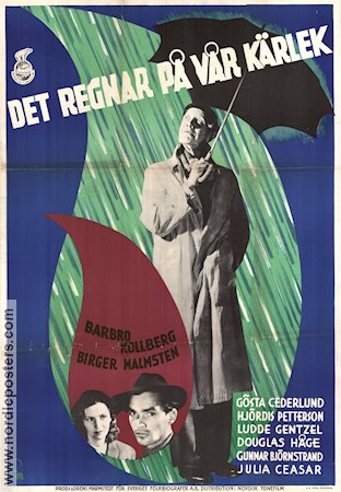 Man with an Umbrella 1946 movie poster Barbro Kollberg Birger Malmsten Ingmar Bergman Poster artwork: Gösta Åberg