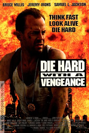 Die Hard with a Vengeance 1995 movie poster Bruce Willis Jeremy Irons Samuel L Jackson John McTiernan