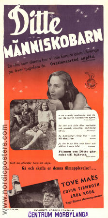 Ditte menneskebarn 1947 movie poster Tove Maes Karen Poulsen Rasmus Ottesen Bjarne Henning-Jensen Denmark