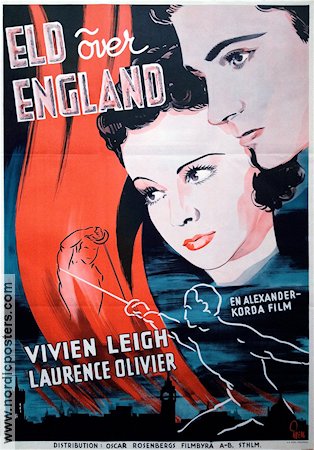 Fire over England 1937 movie poster Vivien Leigh Laurence Olivier