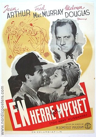 Too Many Husbands 1941 movie poster Jean Arthur Melvyn Douglas