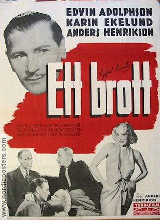 Ett brott 1940 movie poster Edvin Adolphson Karin Ekelund