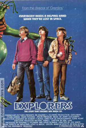 Explorers 1985 movie poster Ethan Hawke River Phoenix Bobby Fite Joe Dante