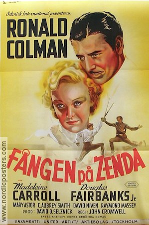 The Prisoner of Zenda 1938 movie poster Ronald Colman Madeleine Carroll Douglas Fairbanks Jr Adventure and matine
