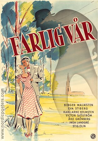 Farlig vår 1949 movie poster Karl-Arne Holmsten Birger Malmsten Jan Molander Eva Stiberg Arne Mattsson