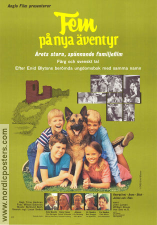 De 5 og spionerne 1969 movie poster Lone Thielke Mads Rahbek Niels Kibenich Katrine Hedman Writer: Enid Blyton Denmark Kids