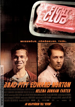 Fight Club 1999 movie poster Brad Pitt Edward Norton Meat Loaf Helena Bonham Carter Cult movies