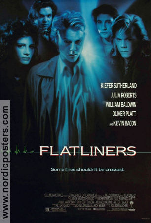 Flatliners 1990 movie poster Kiefer Sutherland Julia Roberts Kevin Bacon Joel Schumacher