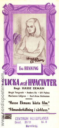 Flicka och hyacinter 1950 movie poster Eva Henning Anders Ek Birgit Tengroth Ulf Palme Hasse Ekman Artistic posters Flowers and plants