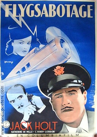 Trapped in the Sky 1940 movie poster Jack Holt Planes Eric Rohman art