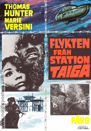 Flykten från station Taiga 1967 poster Thomas Hunter Marie Versini Stanislav Ledinek Harald Philipp Affischkonstnär: Walter Bjorne