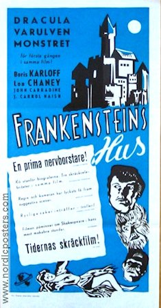 House of Frankenstein 1944 movie poster Boris Karloff Lon Chaney Jr J Carrol Naish Find more: Frankenstein