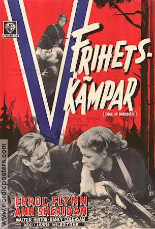 Edge of Darkness 1943 movie poster Errol Flynn Ann Sheridan Find more: Nazi Norway