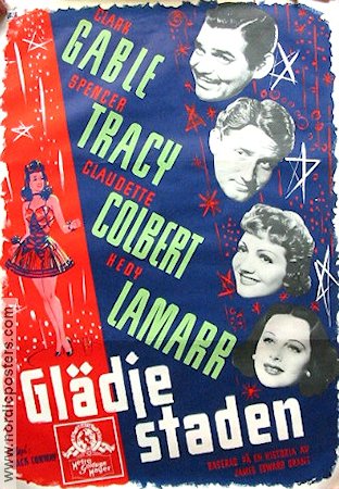 Boom Town 1941 movie poster Clark Gable Spencer Tracy Claudette Colbert Hedy Lamarr