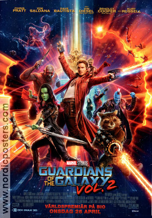 Guardians of the Galaxy Vol 2 2017 movie poster Chris Pratt Zoe Saldana Dave Bautista James Gunn Find more: Marvel