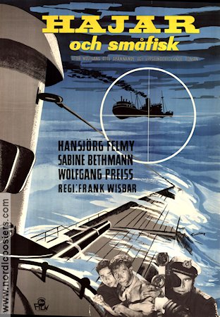 Haie und kleine Fische 1957 movie poster Hansjörg Felmy Ships and navy Fish and shark
