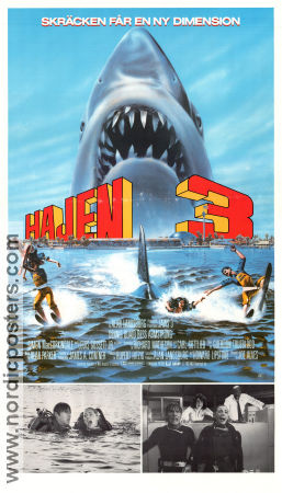 Jaws 3-D 1983 movie poster Dennis Quaid Bess Armstrong Simon MacCorkindale Joe Alves Fish and shark 3-D
