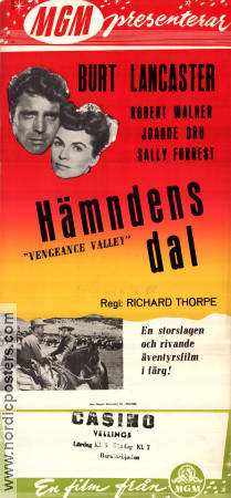 Vengeance Valley 1951 movie poster Burt Lancaster Robert Walker Joanne Dru Richard Thorpe