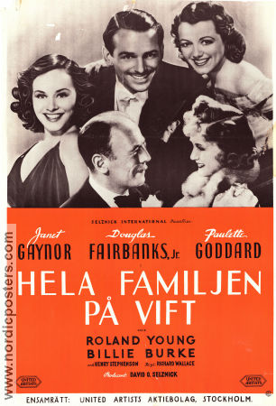 Hela familjen på vift 1938 poster Janet Gaynor Douglas Fairbanks Jr Paulette Goddard Roland Young Billie Burke Richard Wallace