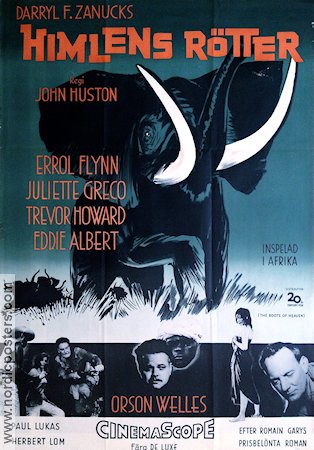 The Roots of Heaven 1959 movie poster Errol Flynn Juliette Greco Trevor Howard Orson Welles John Huston Find more: Africa