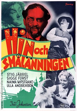 Hin och Smålänningen 1949 movie poster Stig Järrel Sigge Fürst Naima Wifstrand Ulla Andreasson Ivar Johansson Eric Rohman art Religion