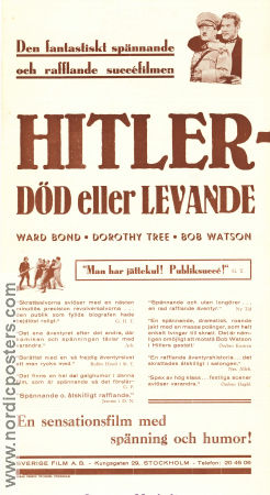 Hitler Dead or Alive 1942 movie poster Ward Bond Dorothy Tree Warren Hymer Nick Grinde Find more: Nazi